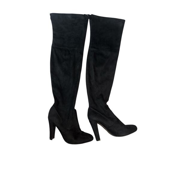 Steve Madden Black Faux Suede Thigh‑High Block Heel Boots Size 10 US - Picture 2 of 9